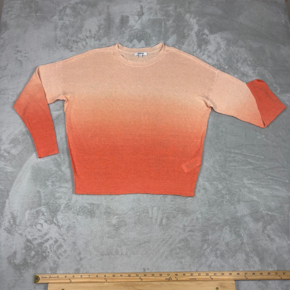 Madewell Hemp Ombre Dip-Dye Crewneck Sweater Women XS Orange